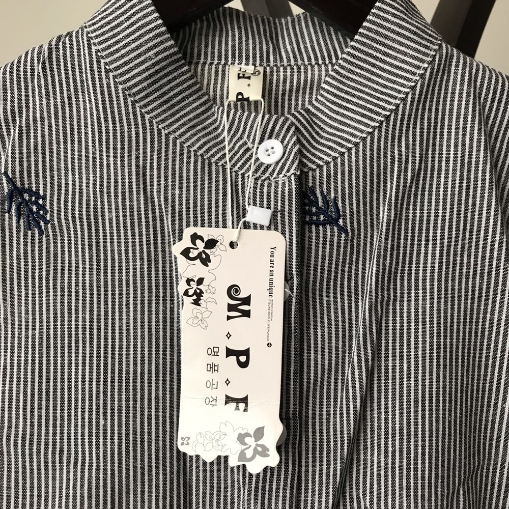 Lightweight embroidered striped shirt